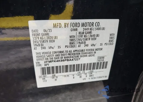 2023 Ford Edge Titanium from USA, damaged, VIN 2FMPK4K98PBA47227